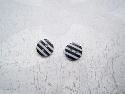 BLACK WHITE STRIPE GORJUSS BUTTON STUD Earrings SP 1960's Cute Gift Emo  • £2.39