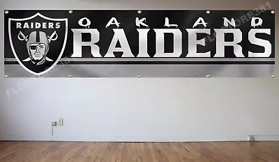 Oakland Raiders Flag Banner 2X8Ft Raider Nation Large Banner Flag NFL Man Cave • $17.99