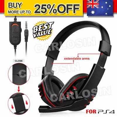 3.5mm Gaming Headset Headphone With Microphone For PC Laptop Sony PS4 Xbox One • $14.95