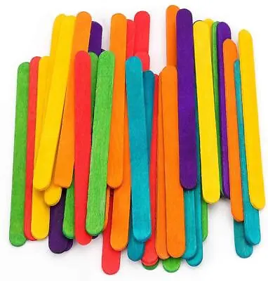 1000x Wooden Craft Sticks Coloured Popsicle Sticks Colourful Paddle Pop Stick • $26.90
