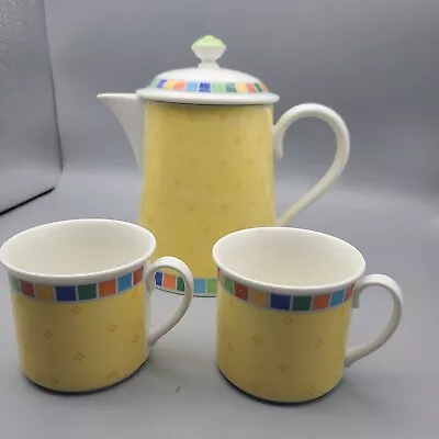 Villeroy & Boch Twist Alea Limone Coffee Pot Lid +2 Cups Yellow New • $79