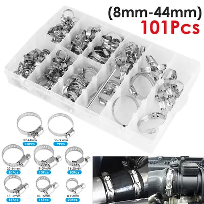 £11.69 • Buy 101pcs Assorted Stainless Steel Hose Clamp Kit With No Driver Jubilee Clip Set