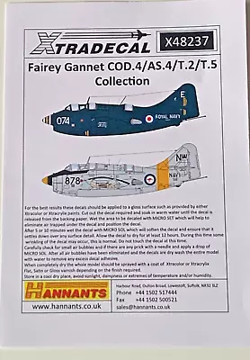 1/48 DECALS: Xtradecal X48237 Fairey Gannet COD.4/AS.4/T.5 (Part Used) • £0.99