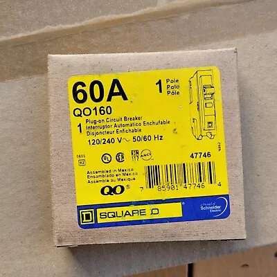 Square-D QO160 60A 1 Pole Plug-in Circuit Breaker - New In Box • $23.99