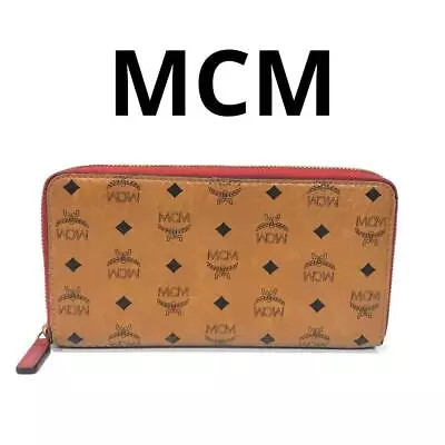 MCM #1 Round Zipper Long Wallet In Visetos Cognac Light • $162.89