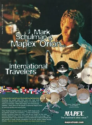 2001 Print Ad Of Mapex Orion Traditional Maple Drum Kit W Mark Schulman • $9.99