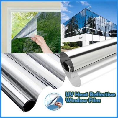 £7.85 • Buy Mirror Reflective One Way Vision Privacy Window Film Sticky Back Glass Tint 2M