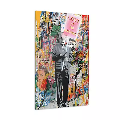 Mr Brainwash Love Is The Answer Canvas Einstein Graffiti Wall Art Decor • £28.99