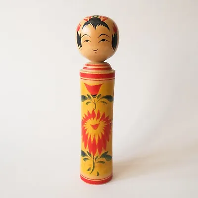 KOKESHI Doll 8  Japanese Wooden Figure Ornament Statue Hand-painted #10 • £15