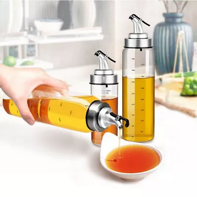 500/300/180ML Olive Oil Vinegar Pourer Dispenser Glass Bottle Kitchen Cooking UK • £6.64