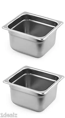 1/6 Size Standard Anti-Jam Stainless Steel Steam Table / Hotel Pan - 4  (2) Pack • $34.49