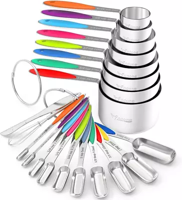 Measuring Cups And Spoons -  Stainless Steel 20 Piece Stackable Set Includes 8  • $28.81