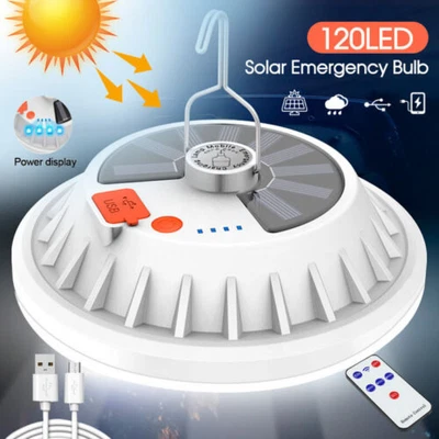 $15.49 • Buy Rechargeable 120 LED Camping Tent Light USB Solar Lantern Outdoor Lamp + Remote