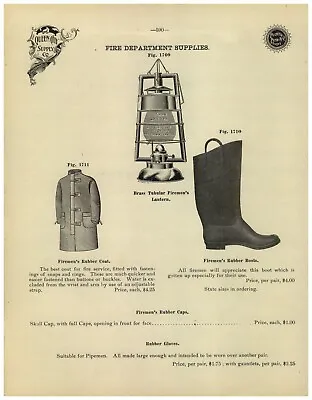 $19.99 • Buy 1895 PAPER AD C T Ham Fireman's Lantern Firefighters' Hose Pipe Coat Boots