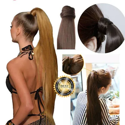 Deluxe Clip In Ponytail As Human Hair Extension Piece Lustrous Smooth UK TOP • £9.99