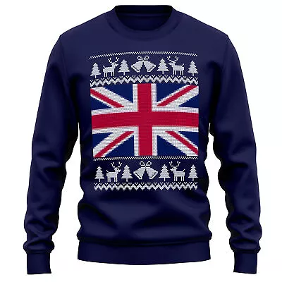 Union Jack Flag Christmas Jumper Fairisle Sweatshirt Funny Him Or Her Unisex • £24.99