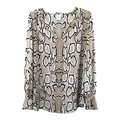 Cabi Serpentine Snakeskin Blouse Top Womens Size XL Wide Cuff Python 3759 • $17.95