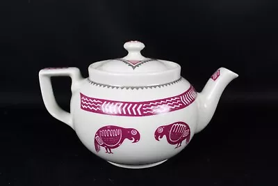 PIPESTONE Ancient Mimbreno Indian DESIGN PARROT Teapot RAILWAY Red EXCELLENT Con • $74.95