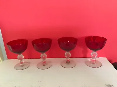 $19.99 • Buy 4 Morgantown Spanish Red Golf Ball Oyster Cocktails, Excellent Condition