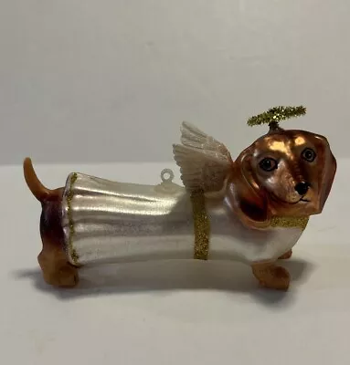 Robert Stanley Dachshund Dog Angel Glass Christmas Ornament Pre-Owned • $12