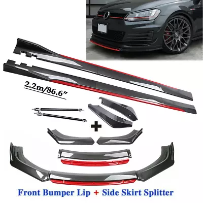 For Volkswagen Rabbit Carbon Fiber Front Bumper Lip Spoiler + Side Skirt Rear • $199.99