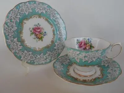 Vintage Royal Albert England Enchantment Tea Trio Blue & Pink Floral Posy • $99.99