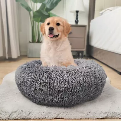 Deluxe Donut Plush Pet Bed With Anti-Slip Waterproof Bottom Calming Dog Bed • $25.98
