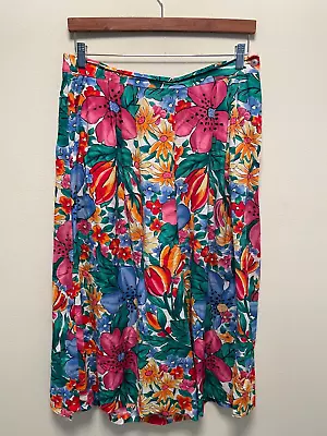 Vintage Lucia Womens Palazzo Pants Size 16 Colorful Floral Cropped Tropical 90s • $44.88