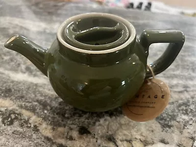 VINTAGE HALL SMALL POTBELLY TEAPOT WITH LID IN GREEN COLOR ROUND 3” Tall • $15