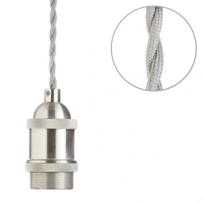 £23.99 • Buy Litecraft Ceiling Pendant Braided Cable 1 Light E27 Fitting - Satin Nickel