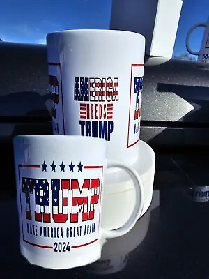 Donald Trump 2024 MAGA America Needs Trump Coffee Mug GOP Patriot Party Gift Cup • $16.95