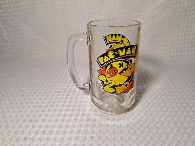 Vintage 1982 Pac Man & Ghosts Arcade Game Glass Mug Cup Beer Stein Bally Midway • $24.99