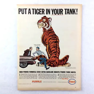 ESSO Gasoline Vintage 1964 PRINT AD Power Formula PUT A TIGER IN YOUR TANK! • $10.99