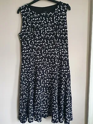 Tiana B New York Size 12 Womens Polkadot Black White Dress QVC Vintage BNWT Cute • £10
