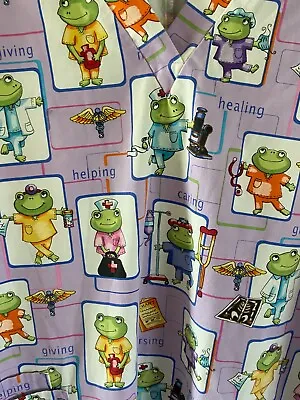 Womens Plus Size Nursing Uniform Scrub Top Size 2X Frogs Healing Fun Print • $12.69