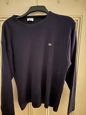 Lacoste Navy Blue Crew Neck Plain Jumper UK Men's Size Large • £25