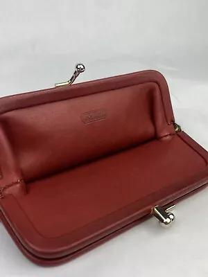 Vintage COACH Double Kisslock Coin Change Purse Red Leather 6903 • $125