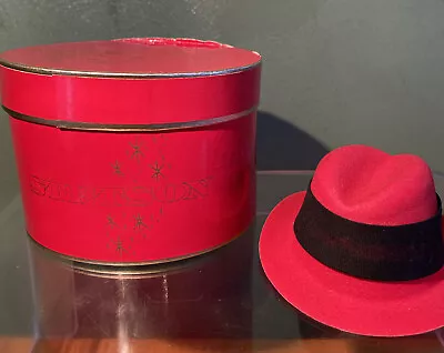 VTG Salesman Sample Mini STETSON Red Felt Hat With Red IT”s A STETSON STAR BOX • $24.99