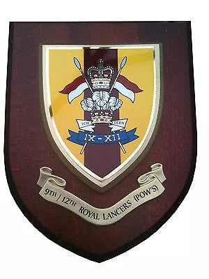 9th 12th Royal Lancers POW Prince Of Wales Military Shield Wall Plaque • £21.99