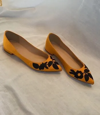 EUC Orange Satin J Crew Flats 6.5 • $20