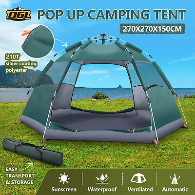 $89.95 • Buy 5 Person Beach Tent Shelter Camping Pop Up Instant Dome Family Shade Hiking Sun