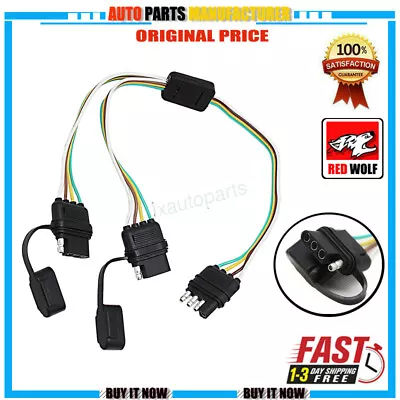 4-Way Flat 4 Pin Trailer Y-Splitter Harness Adapter For LED Tailgate Light Bar • $9.99