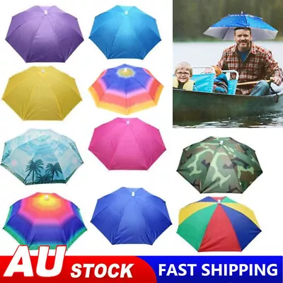 Sun Umbrella Hat Outdoor Rain Foldable Golf Fishing Camping Headwear Head Cap AU • $13.69