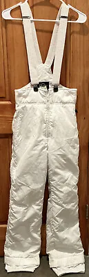 Vintage Roffe Skiwear White Snow Pants Apres Ski Bib Sz 10 70s 80s Fresh Powder • $20.99