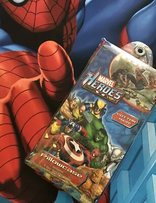 Marvel Universe Heroes Pillowcase Spiderman Captain America Iron Man 2011 Sealed • $16