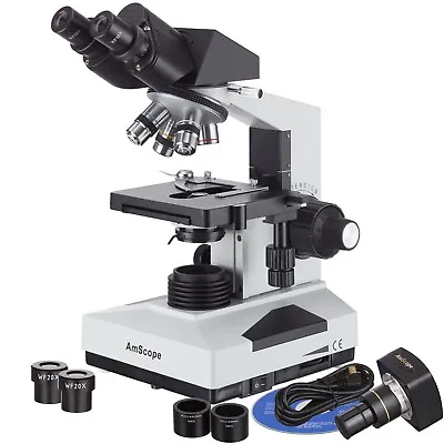 AmScope 40X-2000X Compound Binocular Microscope + 1.3 MP Digital Camera • $431.99