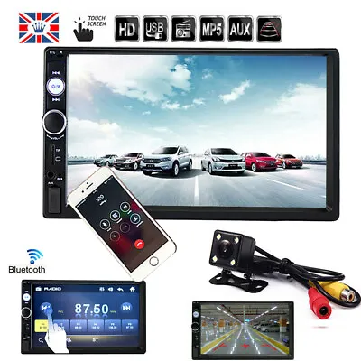 7  Double 2 DIN Head Unit Car Stereo MP5 Player Touch Screen BT Radio + Camera • £27.99