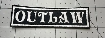 OUTLAW 3.5  X 1  White With White Border Motorcycle Patches For Vests • $6.50