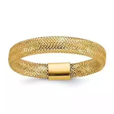 14K Yellow Gold Womens Mesh Ring Stretch Made In Italy 3.5mm  • $72.95