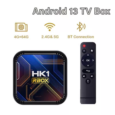 2024 Android 13 Smart TV Box 5G WIFI Quad Core 4G+64G 6K Streaming Media Player • £25.20